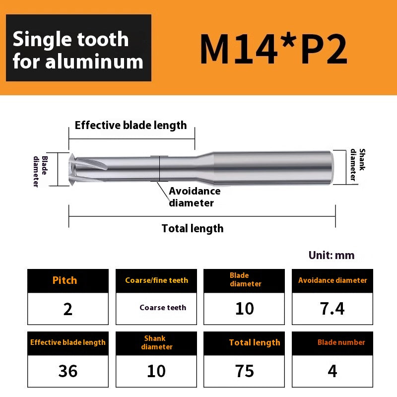 2135-65° aluminum with colorful thread milling cutter lengthened single tooth three-tooth full thread machining center tungsten carbide milling cutter M3M4M5 Shandong Denso Pricision Tools Co.,Ltd.